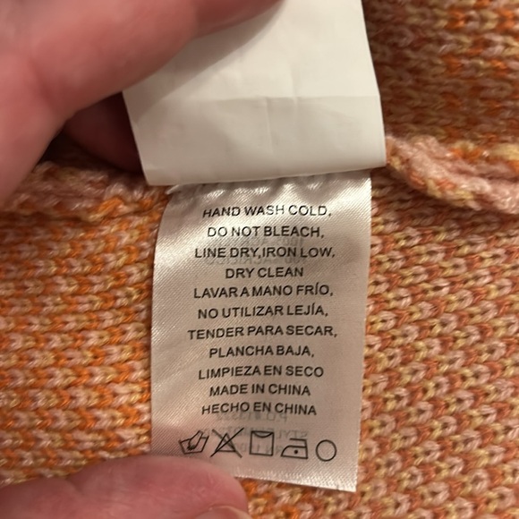 Emory Park Pink and Flower Knit Crop Top, Sz L - Picture 6 of 7